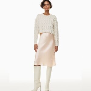 BABATON  Satin Midi SLIP SKIRT